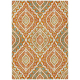 8' X 10' Orange Peach And Ivory Floral Washable Indoor Outdoor Area Rug