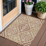 3' X 5' Orange Gold And Ivory Floral Washable Indoor Outdoor Area Rug
