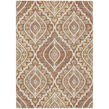 5' X 8' Orange Gold And Ivory Floral Washable Indoor Outdoor Area Rug