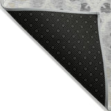 3' X 5' Silver Gray And Ivory Floral Washable Indoor Outdoor Area Rug