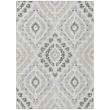 8' X 10' Silver Gray And Ivory Floral Washable Indoor Outdoor Area Rug