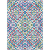 8' X 10' White Artichoke Green And Purple Floral Washable Indoor Outdoor Area Rug
