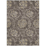 8' X 10' Brown Beige And Taupe Floral Washable Indoor Outdoor Area Rug