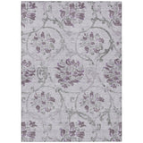 5' X 8' Lavender Purple And Gray Floral Washable Indoor Outdoor Area Rug
