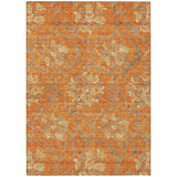 3' X 5' Orange Gray And Beige Floral Washable Indoor Outdoor Area Rug