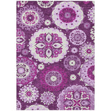 3' X 5' Eggplant And Mauve Floral Medallion Washable Indoor Outdoor Area Rug