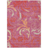 5' X 8' Blush Orange And Ivory Floral Washable Indoor Outdoor Area Rug