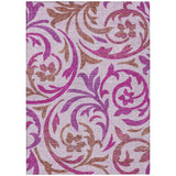 3' X 5' Lavender Blush And Purple Floral Washable Indoor Outdoor Area Rug