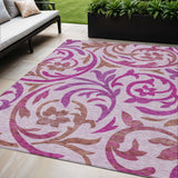 5' X 8' Lavender Blush And Purple Floral Washable Indoor Outdoor Area Rug
