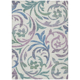 3' X 5' White Purple And Sage Floral Washable Indoor Outdoor Area Rug