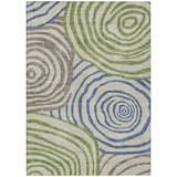 3' X 5' Beige Taupe And Green Abstract Washable Indoor Outdoor Area Rug