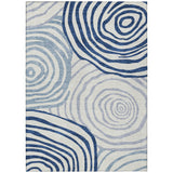 5' X 8' Ivory And Navy Blue Abstract Washable Indoor Outdoor Area Rug