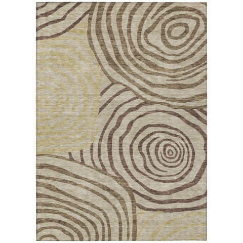 3' X 5' Brown Taupe And Beige Abstract Washable Indoor Outdoor Area Rug