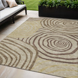 5' X 8' Brown Taupe And Beige Abstract Washable Indoor Outdoor Area Rug