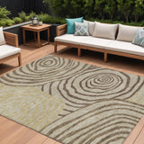 8' X 10' Brown Taupe And Beige Abstract Washable Indoor Outdoor Area Rug