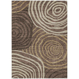 8' X 10' Brown And Taupe Abstract Washable Indoor Outdoor Area Rug