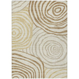 5' X 8' Gold Ivory And Beige Abstract Washable Indoor Outdoor Area Rug