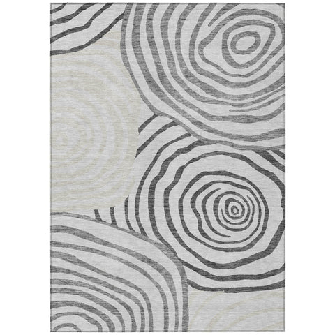 3' X 5' Gray Charcoal And Silver Abstract Washable Indoor Outdoor Area Rug