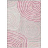 5' X 8' Pink Ivory And Gray Abstract Washable Indoor Outdoor Area Rug