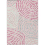 8' X 10' Pink Ivory And Gray Abstract Washable Indoor Outdoor Area Rug