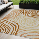 5' X 8' Terra Cotta Copper And Gold Abstract Washable Indoor Outdoor Area Rug