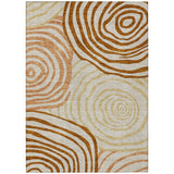 8' X 10' Terra Cotta Copper And Gold Abstract Washable Indoor Outdoor Area Rug