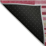 5' X 8' Blush Pink And Mauve Striped Washable Indoor Outdoor Area Rug