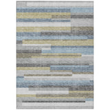 3' X 5' Gray Denim Blue And Sky Blue Striped Washable Indoor Outdoor Area Rug