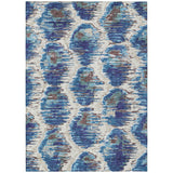 8' X 10' Denim Blue And Sky Blue Abstract Washable Indoor Outdoor Area Rug