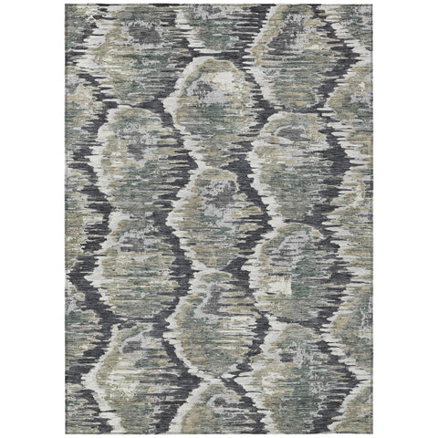3' X 5' Charcoal Gray And Silver Abstract Washable Indoor Outdoor Area Rug
