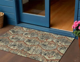 3' X 5' Copper Gray And Charcoal Abstract Washable Indoor Outdoor Area Rug