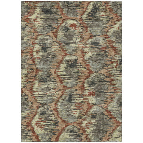 3' X 5' Copper Gray And Charcoal Abstract Washable Indoor Outdoor Area Rug