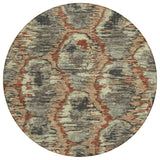 8' Copper Gray And Charcoal Round Abstract Washable Indoor Outdoor Area Rug