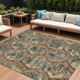 8' X 10' Copper Gray And Charcoal Abstract Washable Indoor Outdoor Area Rug