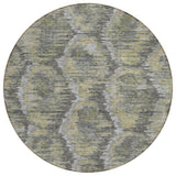 8' Gray Silver And Wheat Round Abstract Washable Indoor Outdoor Area Rug