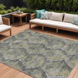 8' X 10' Gray Silver And Wheat Abstract Washable Indoor Outdoor Area Rug