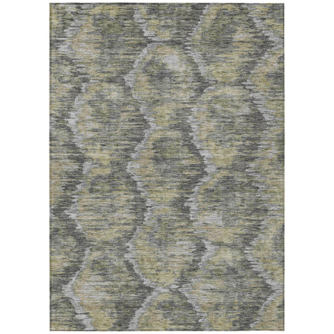 8' X 10' Gray Silver And Wheat Abstract Washable Indoor Outdoor Area Rug