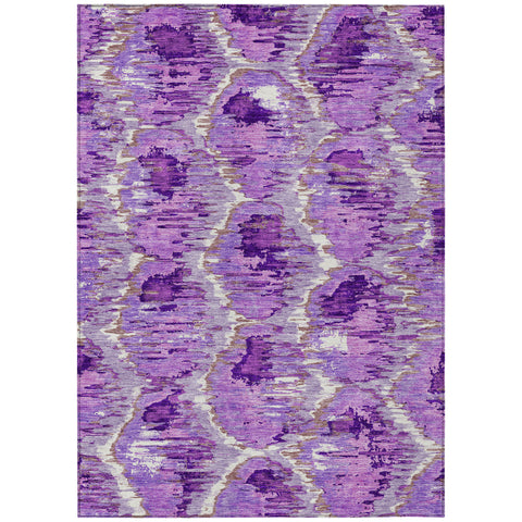 5' X 8' Lavender Purple And Ivory Abstract Washable Indoor Outdoor Area Rug