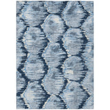 5' X 8' Navy Blue Sky Blue And Ivory Abstract Washable Indoor Outdoor Area Rug
