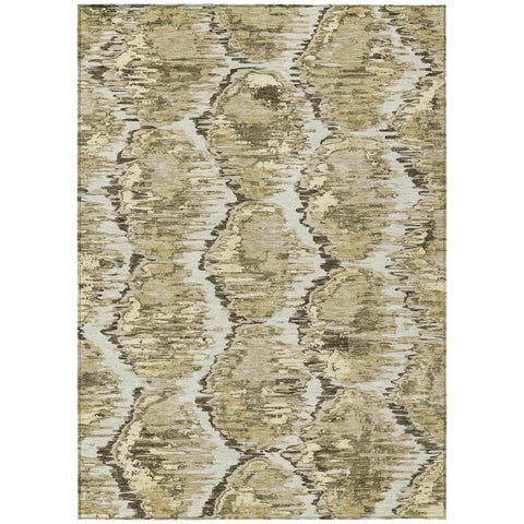 3' X 5' Taupe Brown And Beige Abstract Washable Indoor Outdoor Area Rug
