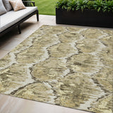 5' X 8' Taupe Brown And Beige Abstract Washable Indoor Outdoor Area Rug