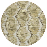 8' Taupe Brown And Beige Round Abstract Washable Indoor Outdoor Area Rug