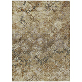 8' X 10' Beige Brown And Copper Geometric Washable Indoor Outdoor Area Rug