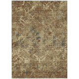 3' X 5' Brown Copper And Gold Geometric Washable Indoor Outdoor Area Rug