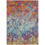 3' X 5' Copper Blue And Red Geometric Washable Indoor Outdoor Area Rug