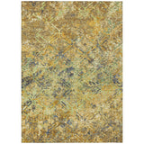 5' X 8' Gold Beige And Gray Geometric Washable Indoor Outdoor Area Rug