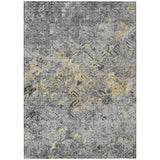 3' X 5' Gray Silver And Charcoal Geometric Washable Indoor Outdoor Area Rug