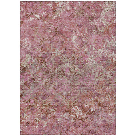 3' X 5' Pink Blush And Mauve Geometric Washable Indoor Outdoor Area Rug