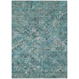 8' X 10' Sage Teal Blue And Gray Geometric Washable Indoor Outdoor Area Rug