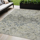 5' X 8' Silver Gray And Charcoal Geometric Washable Indoor Outdoor Area Rug